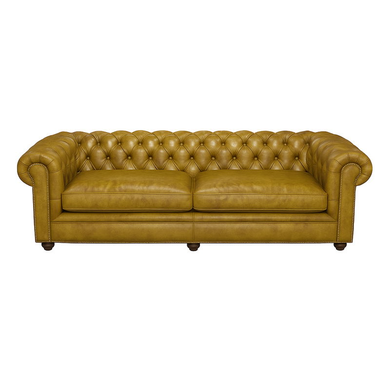 Canapea chesterfield GYMA piele GALBENA