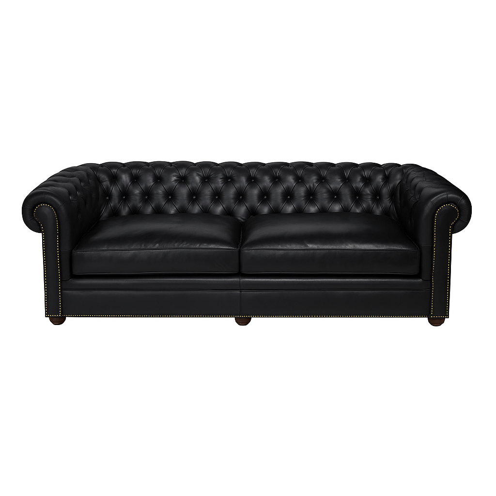 Canapea chesterfield GYMA piele NEAGRA