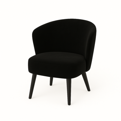 Fotoliu catifea NEAGRA | model LOTUS