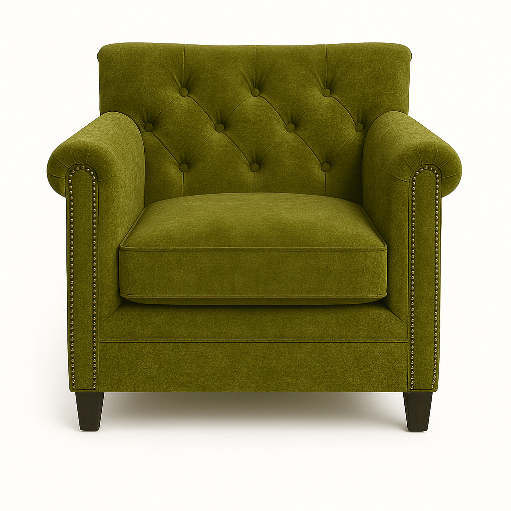 Fotoliu chesterfield TAN catifea VERDE